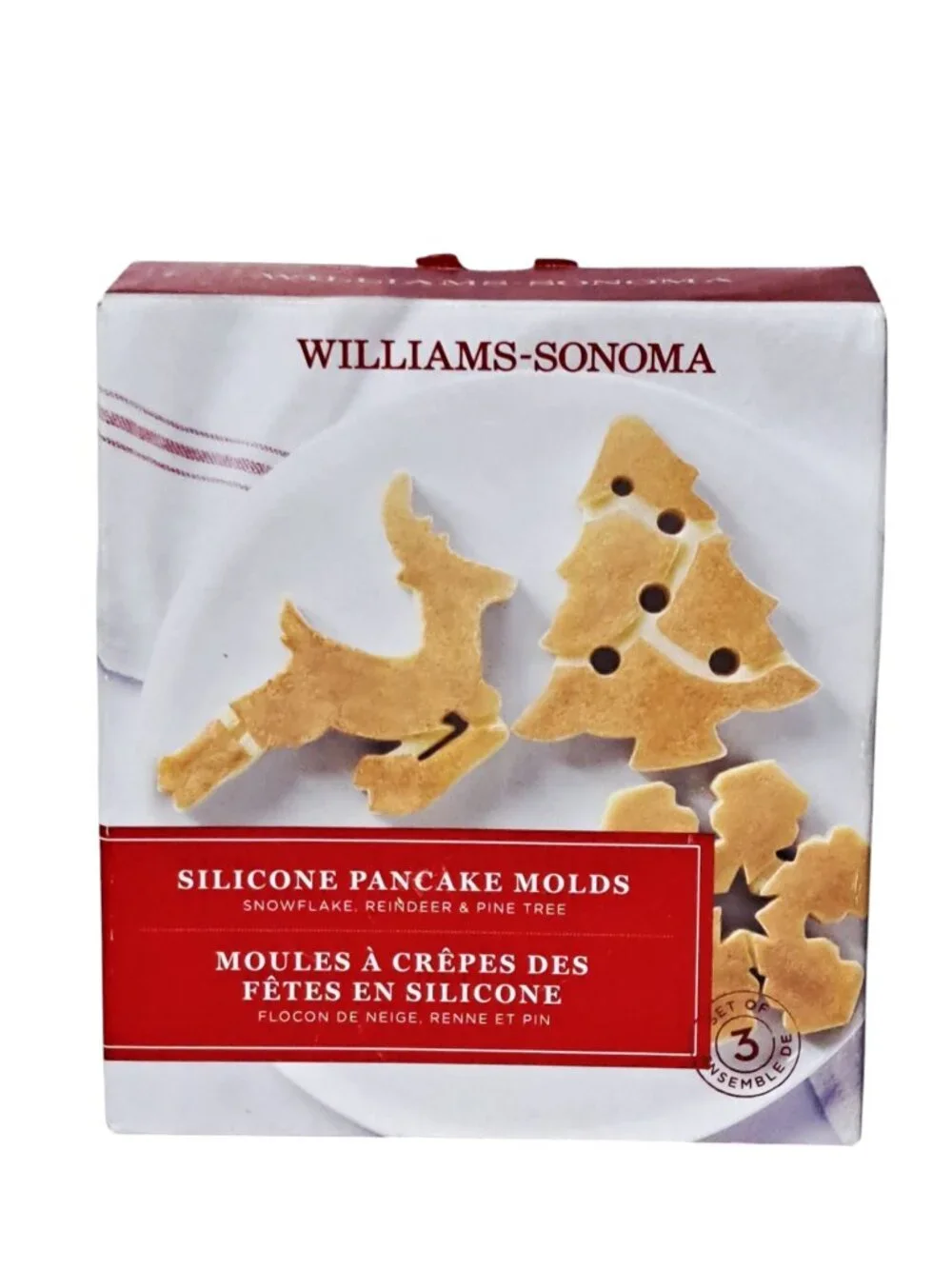 Williams Sonoma Silicone Pancake Molds Holiday Snowflake Reindeer & Pine Tree